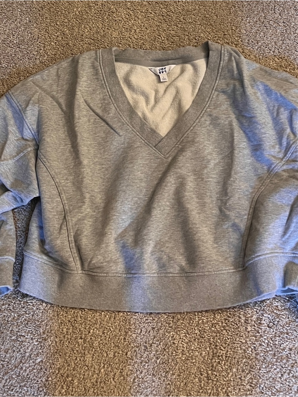 JoyLab Light Heather Gray Pullover with Logo Patch